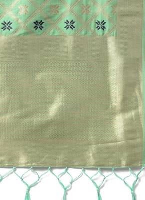Women Sea green Color Woven Banarasi Dupatta 2