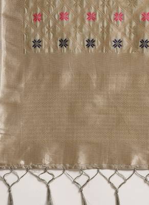Women Grey Color Woven Banarasi Dupatta 2