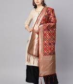 Women Maroon Color Woven Banarasi Dupatta