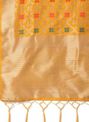 Women Mustard Color Woven Banarasi Dupatta 2