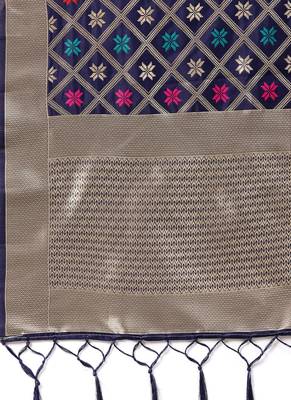 Women Navy blue Color Woven Banarasi Dupatta 2