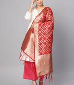 Women Red Color Woven Banarasi Dupatta