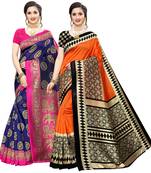 Combo Of 2 Poly Silk  Multicolor Printed Women's Saree