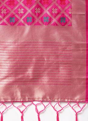 Women Rani pink Color Woven Banarasi Dupatta 2