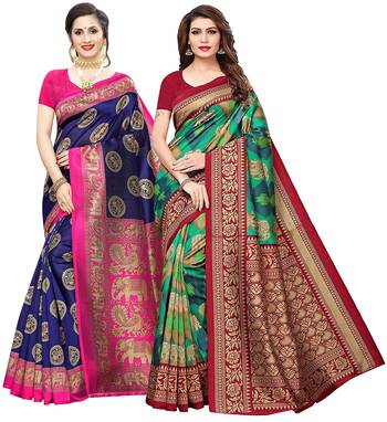 Combo Of 2 Poly Silk  Multicolor Printed Women's Saree 1
