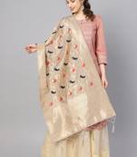 Women Light grey Color Woven Banarasi Dupatta