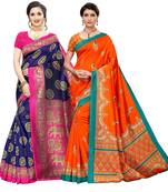 Combo Of 2 Poly Silk  Multicolor Printed Women's Saree