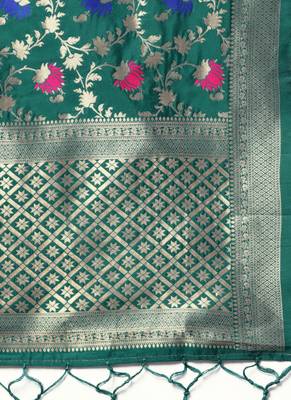 Women green Color Woven Banarasi Dupatta 2
