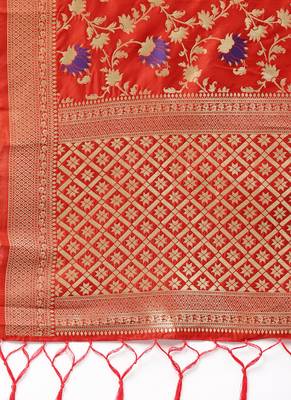 Women Red Color Woven Banarasi Dupatta 2