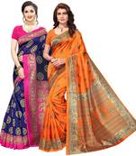 Combo Of 2 Poly Silk  Multicolor Printed Women's Saree