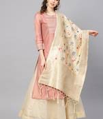 Women Cream Color Woven Banarasi Dupatta