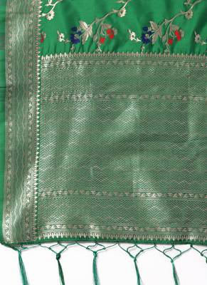 Women Green Color Woven Banarasi Dupatta 2