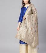 Women Grey Color Woven Banarasi Dupatta