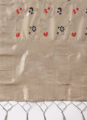 Women Grey Color Woven Banarasi Dupatta 2