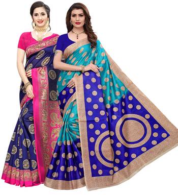 Combo Of 2 Poly Silk  Multicolor Printed Women's Saree 1