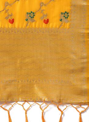 Women Mustard Color Woven Banarasi Dupatta 2