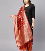 Women Red Color Woven Banarasi Dupatta
