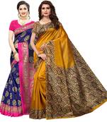 Combo Of 2 Poly Silk  Multicolor Printed Women's Saree
