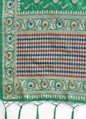 Women Green Color Woven Banarasi Dupatta 2