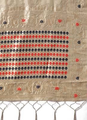 Women Grey Color Woven Banarasi Dupatta 2