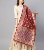 Women Maroon Color Woven Banarasi Dupatta