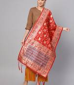 Women Red Color Woven Banarasi Dupatta