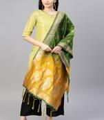 Women Green and Yellow Color Woven Banarasi Dupatta