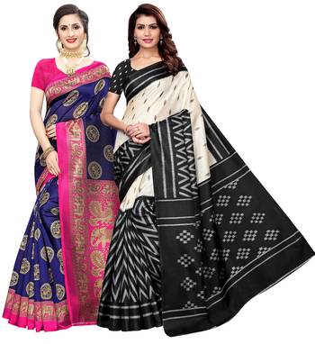 Combo Of 2 Poly Silk  Multicolor Printed Women's Saree 1