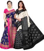 Combo Of 2 Poly Silk  Multicolor Printed Women's Saree