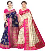 Combo Of 2 Poly Silk  Multicolor Printed Women's Saree