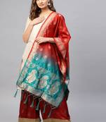 Women Red green Color Woven Banarasi Dupatta
