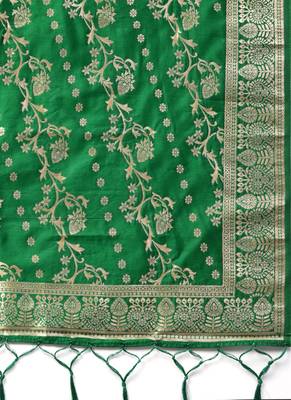 Women Green Woven Banarasi Dupatta 2