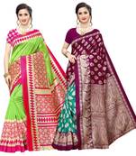 Combo Of 2 Poly Silk  Multicolor Printed Women's Saree
