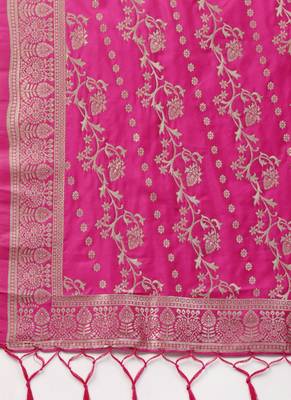 Women Rani Pink Woven Banarasi Dupatta 2