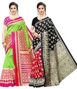 Combo Of 2 Poly Silk  Multicolor Printed Women's Saree