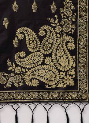 Women Black Woven Banarasi Dupatta 2