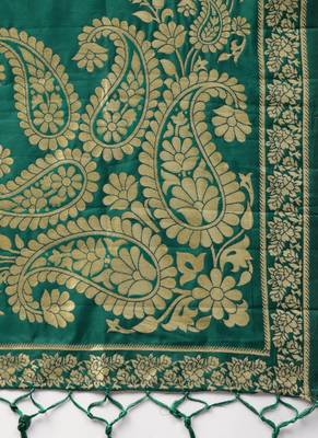 Women Green Woven Banarasi Dupatta 2