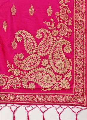 Women Magenta Woven Banarasi Dupatta 2