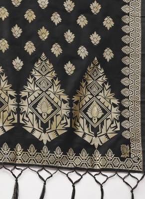 Women Black Woven Banarasi Dupatta 2
