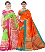 Combo Of 2 Poly Silk  Multicolor Printed Women's Saree