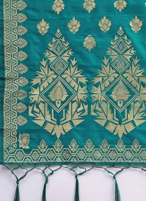 Women green Woven Banarasi Dupatta 2