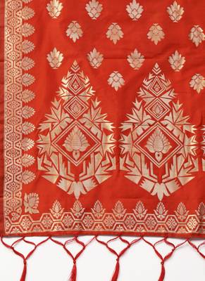 Women Red Woven Banarasi Dupatta 2