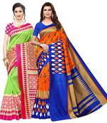 Combo Of 2 Poly Silk  Multicolor Printed Women's Saree