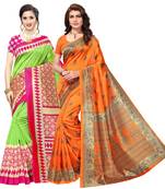 Combo Of 2 Poly Silk  Multicolor Printed Women's Saree