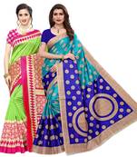 Combo Of 2 Poly Silk  Multicolor Printed Women's Saree