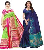 Combo Of 2 Poly Silk  Multicolor Printed Women's Saree