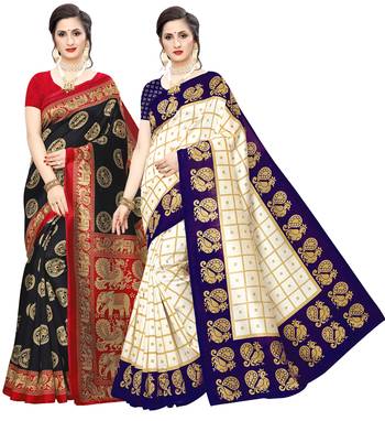 Combo Of 2 Poly Silk  Multicolor Printed Women's Saree 1