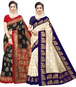 Combo Of 2 Poly Silk  Multicolor Printed Women's Saree