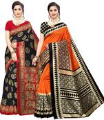 Combo Of 2 Poly Silk  Multicolor Printed Women's Saree