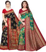 Combo Of 2 Poly Silk  Multicolor Printed Women's Saree